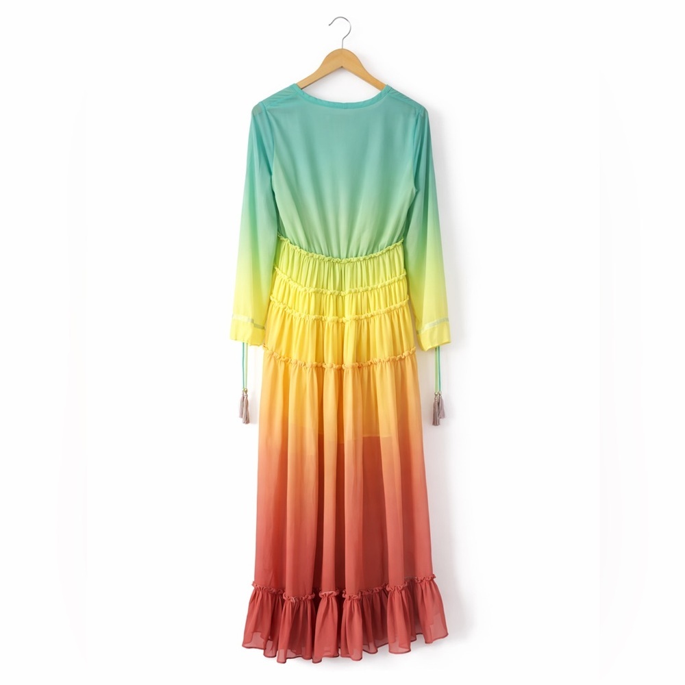 CHICWISH Ombre Ruffle Maxi Dress – Size XS - Picture 4 of 10
